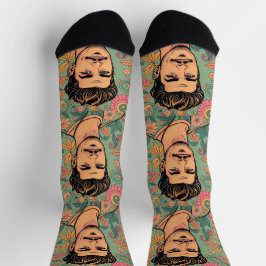 Funky graugrüne schöne männliche Abbildung Socken