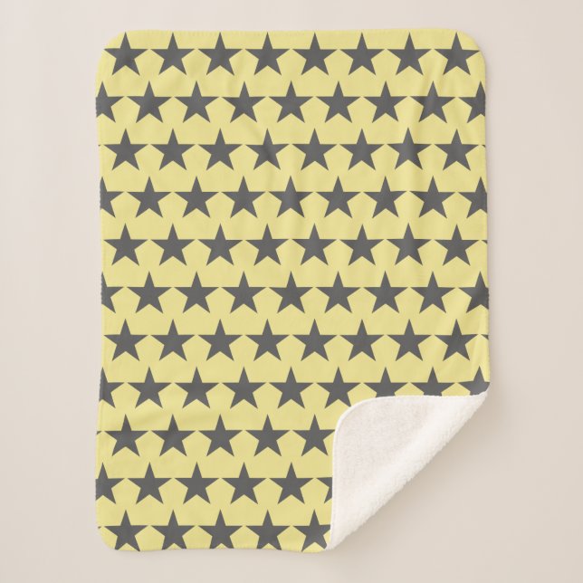 Funky Gray Star Stars Pattern Power Blanket Sherpadecke (Vorderseite)