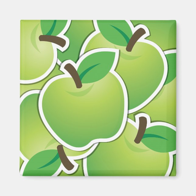 Funky green Apples Magnet (Vorne)
