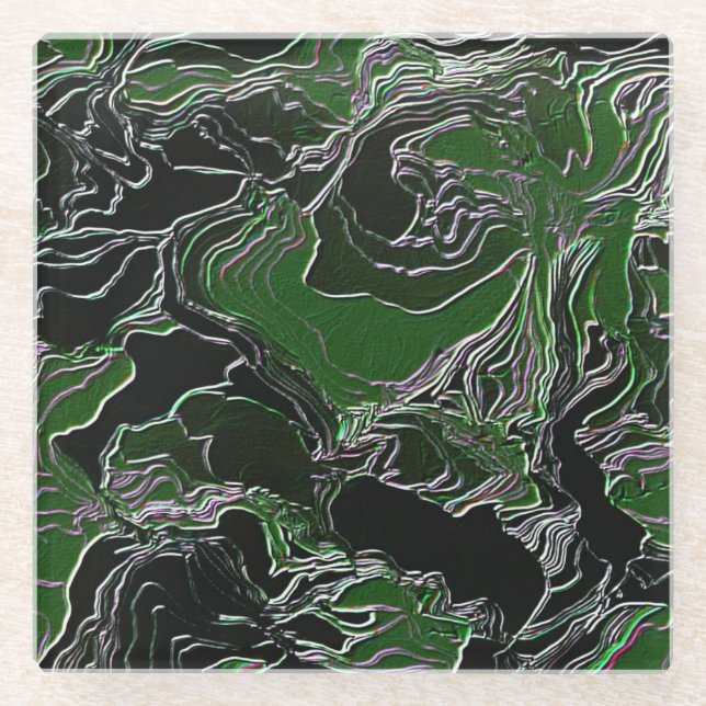 Funky Green Camouflage Glasuntersetzer (Vorderseite)