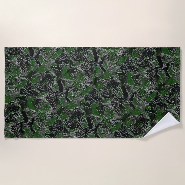 Funky Green Camouflage Strandtuch (Vorderseite)
