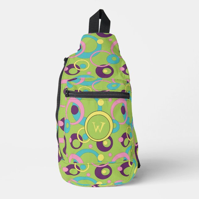 Funky Green Circles Crossbody Bag (Vorderseite)