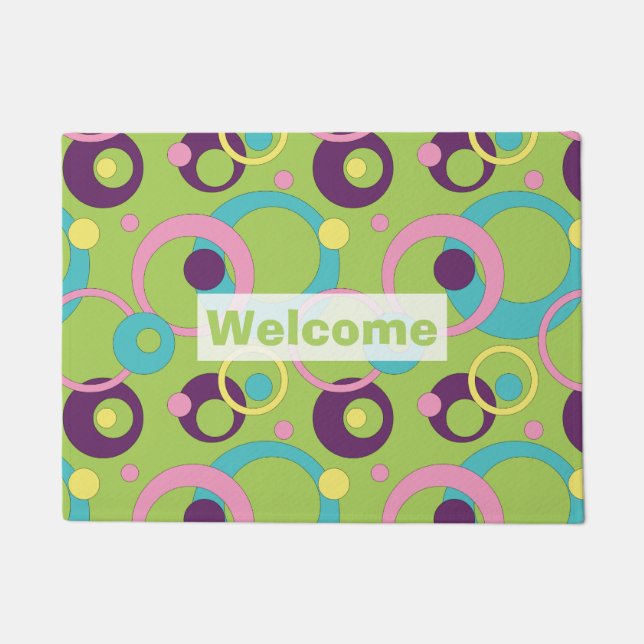 Funky Green Circles Doormat Fußmatte (Vorderseite)