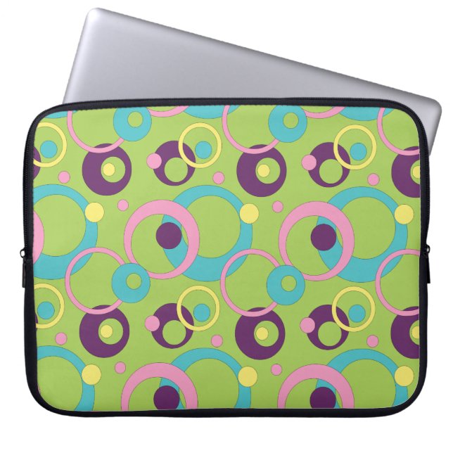 Funky Green Circles Laptop Sleeve (Vorderseite)