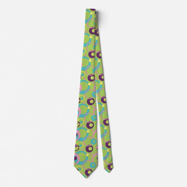 Funky Green Circles Men Neck Tie Krawatte (Vorderseite)