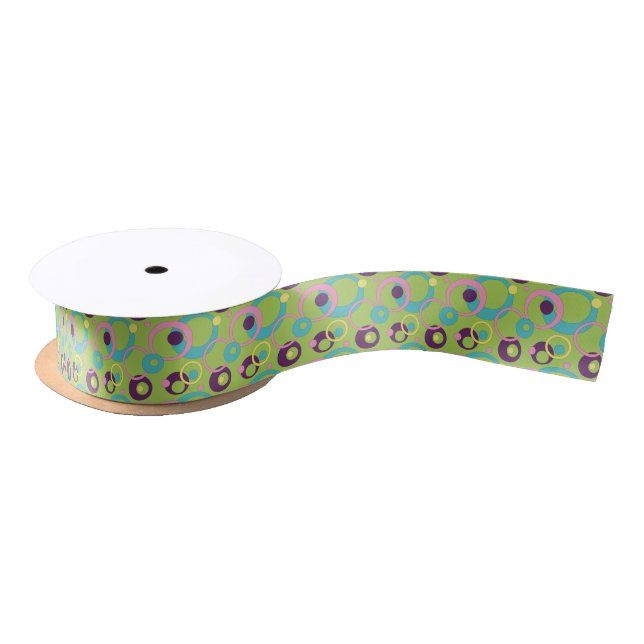 Funky Green Circles Ribbon Satinband (Spule)