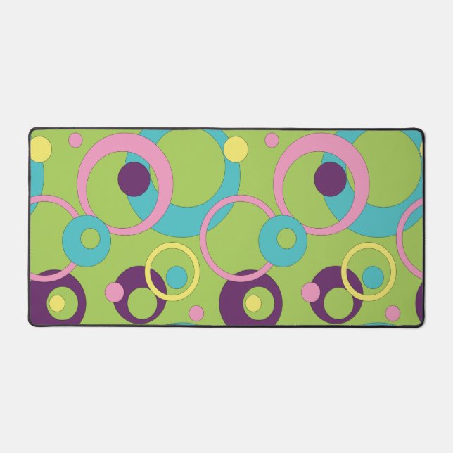 Funky Green Circles Schreibtischunterlage (Vorderseite)