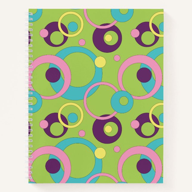 Funky Green Circles SpiralNotebook Notizbuch (Vorderseite)