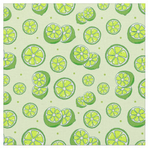 Funky Green Limon Fruit Slices Summer Print Stoff