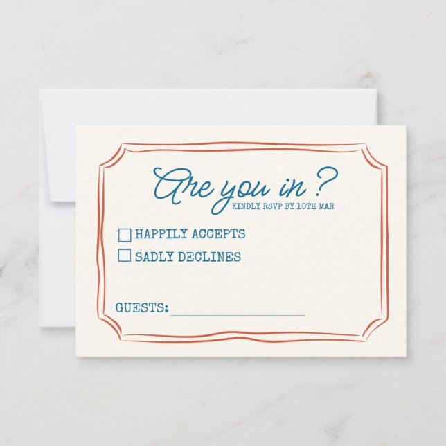 Funky Green Pink Red Funky UAWG RSVP Karte (Vorderseite)