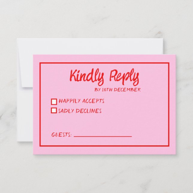 Funky Green Pink Red Scribble UAWG RSVP Karte (Vorderseite)