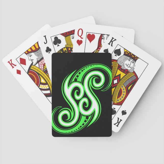Funky Green Swirl Design Playing Cards Spielkarten (Rückseite)