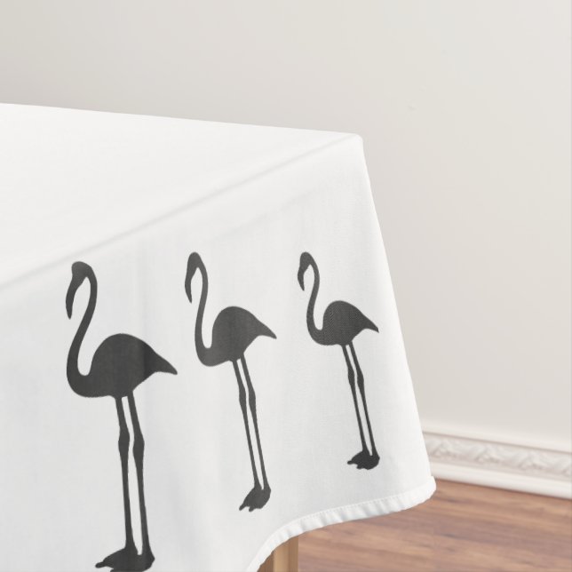 Funky Grey Flamingo Birds Pattern Tischdecke (Beispiel)