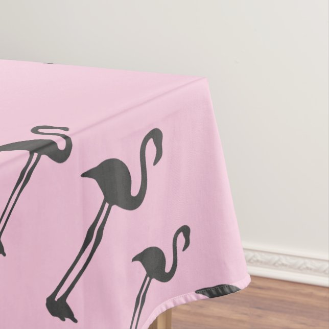 Funky Grey Pink Flamingo Birds Pattern Tischdecke (Beispiel)
