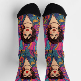 Funky groovy bunt Brünett Beauty jugendlich Socken