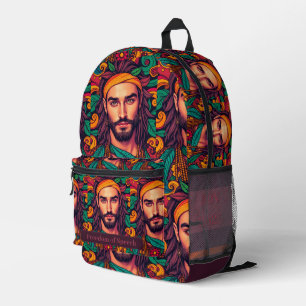 Funky groovy farbenfrohe schöne männliche Abbildun Bedruckter Rucksack