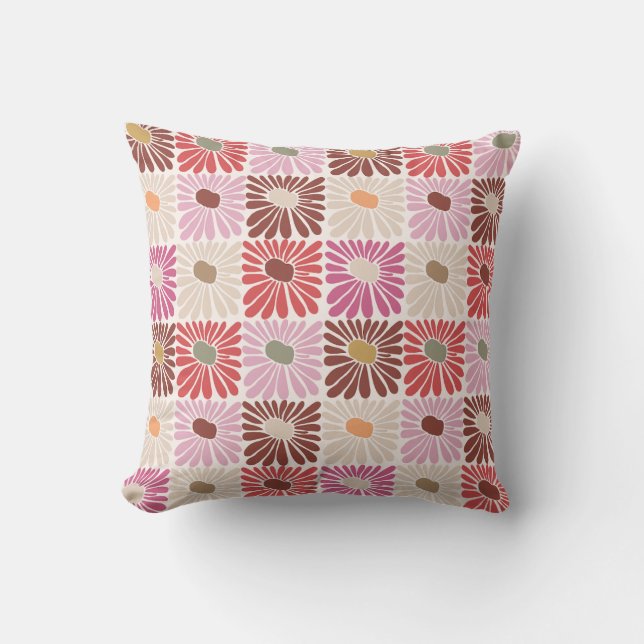Funky Groovy Retro Blume Muster Kissen (Vorderseite)