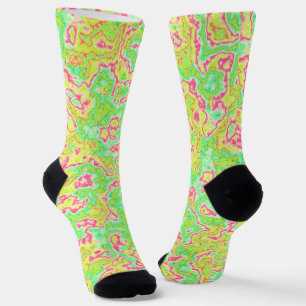 Funky Groovy Retro Bold Neon Hippie Trippy Marble Socken