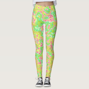 Funky Groovy Retro Bold Neon Hippie Trippy Marmor Leggings