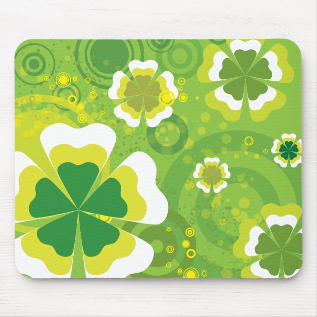 Funky grüne Blumen Mousepad (Vorne)