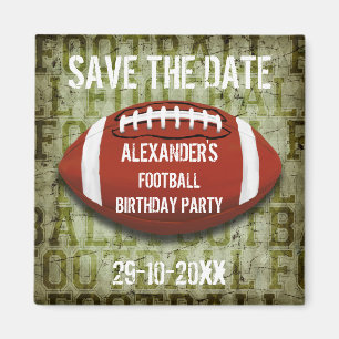 Funky grüner Grunge-Fußball Save the Date Magnet