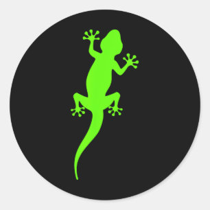 Funky Grüner Klettergecko  Runder Aufkleber