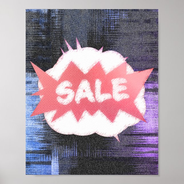 Funky Grunge Sale Burst Gritty und spielerisches D Poster (Vorne)