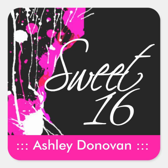 Funky Grunge Sweet 16 Party Sticker (Vorderseite)