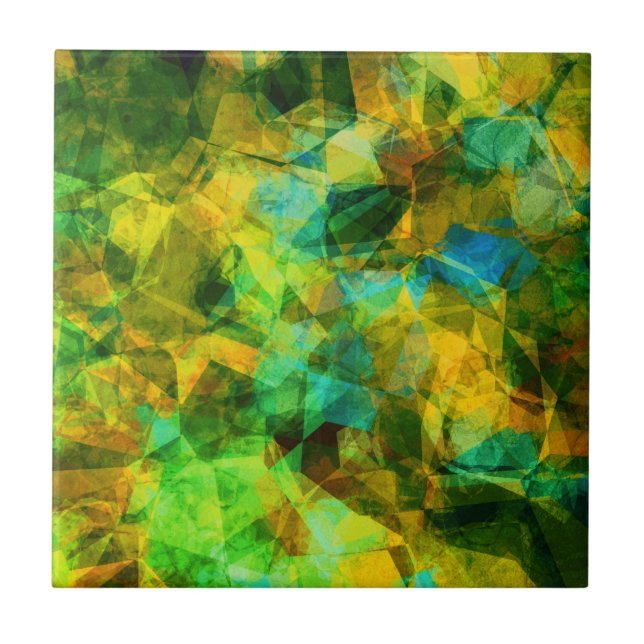 Funky Grüntöne Modernes Abstraktes Design Fliese (Vorderseite)