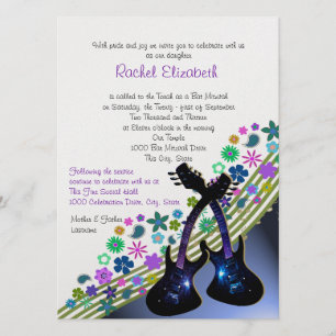 Funky Guitar Music Bat Mitzvah Einladung