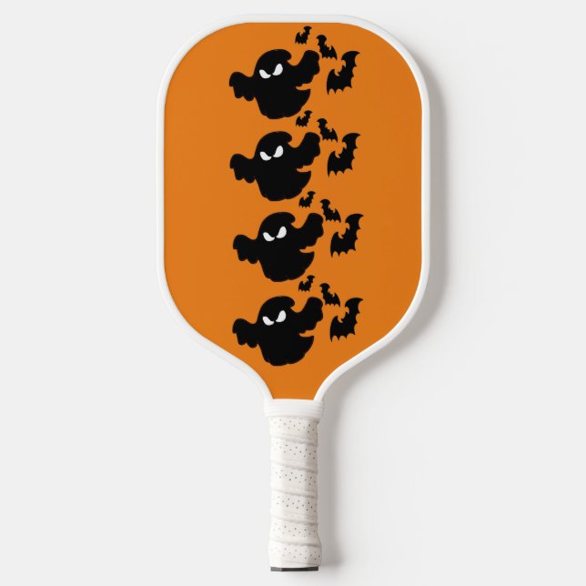 Funky Halloween Bat Spooky Black Ghouls Orange Fun Pickleball Schläger (Vorderseite)