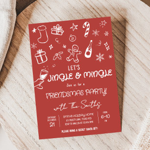 Funky Hand Drawn Jingle und Mingle Christmas Party Einladung