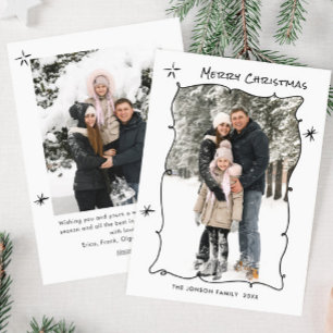 Funky Hand Drawn Scribble Retro Christmas 2 Foto Feiertagskarte