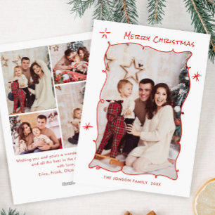 Funky Hand Drawn Scribble Retro Christmas 5 Foto Feiertagskarte