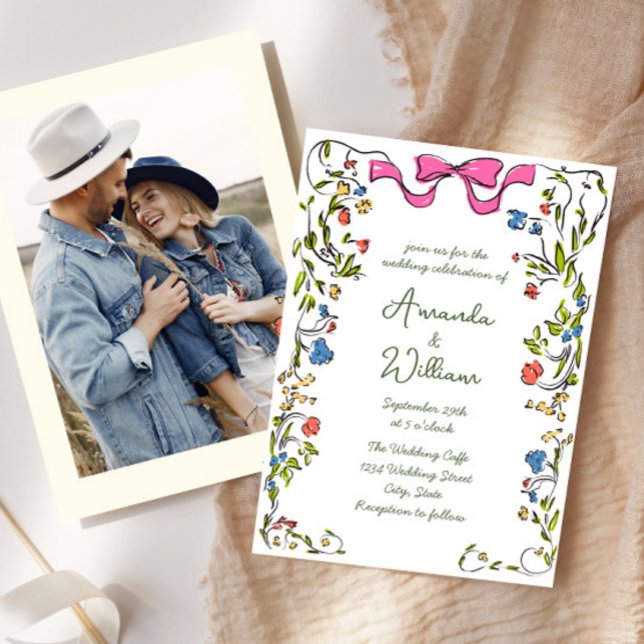 Funky Hand Drawn Scribble Retro Wedding Einladung (Von Creator hochgeladen)