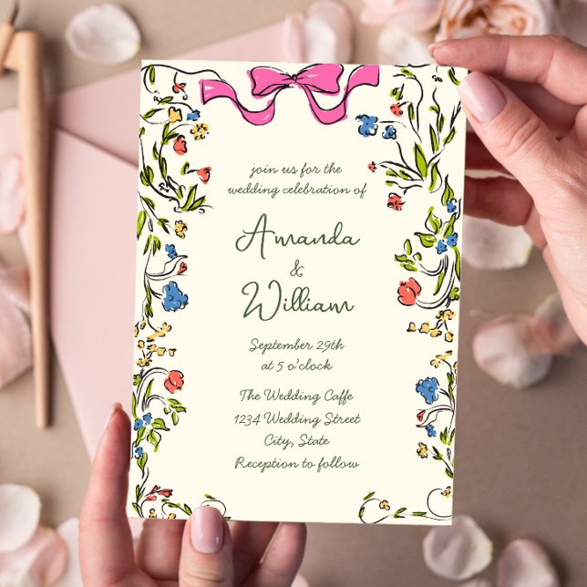 Funky Hand Drawn Scribble Retro Wedding Einladung (Von Creator hochgeladen)