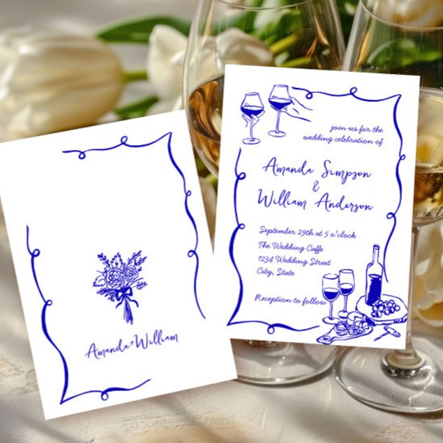 Funky Hand Drawn Scribble Retro Wedding Einladung (Von Creator hochgeladen)