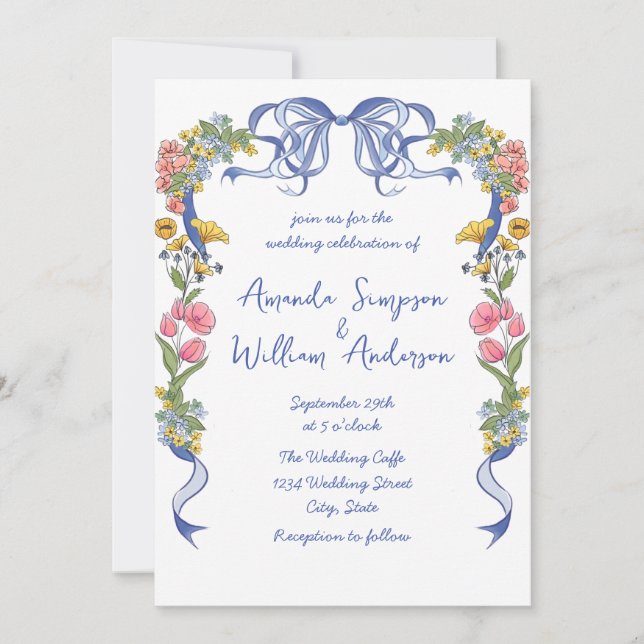 Funky Hand Drawn Scribble Retro Wedding Einladung (Vorderseite)