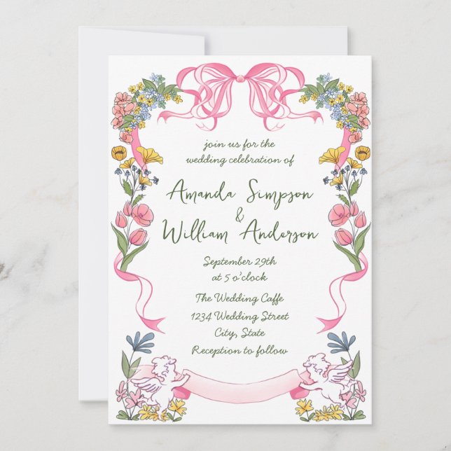 Funky Hand Drawn Scribble Retro Wedding Einladung (Vorderseite)