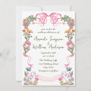 Funky Hand Drawn Scribble Retro Wedding Einladung