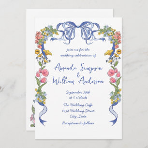 Funky Hand Drawn Scribble Retro Wedding QR Code Einladung