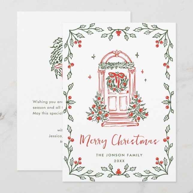 Funky Hand Drawn Scribble Retro Weihnachten (Vorne/Hinten)