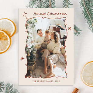 Funky Hand Drawn Scribble Retro Weihnachts-Foto Feiertagskarte