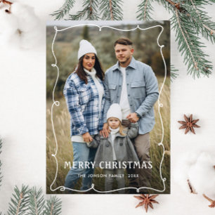 Funky Hand Drawn Scribble Retro Weihnachts-Foto Feiertagskarte