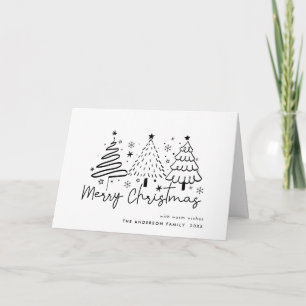 Funky Hand Drawn Whimsical Christmas Feiertagskarte