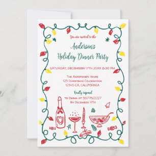 Funky Hand Drawn Whimsical Christmas Party Einladung