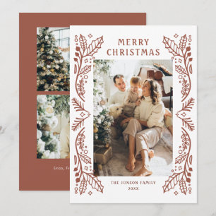 Funky Hand Drawn Whimsical Retro Christmas 3 Foto Feiertagskarte