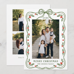 Funky Hand Drawn Whimsical Retro Christmas 3 Foto Feiertagskarte