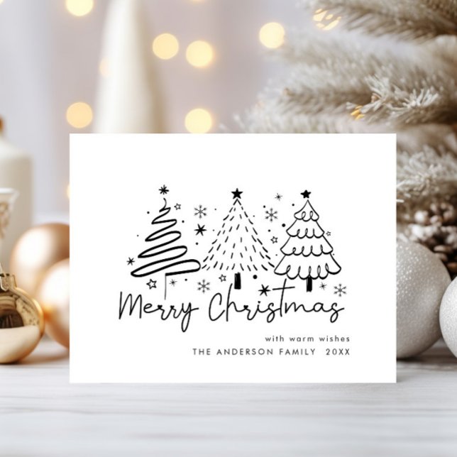 Funky Hand Drawn Whimsistischer Weihnachtsfeiertag Postkarte (Von Creator hochgeladen)