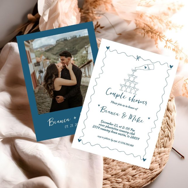 Funky Handgeschriebener Champagnerturm - Dusche in Einladung (Von Creator hochgeladen)